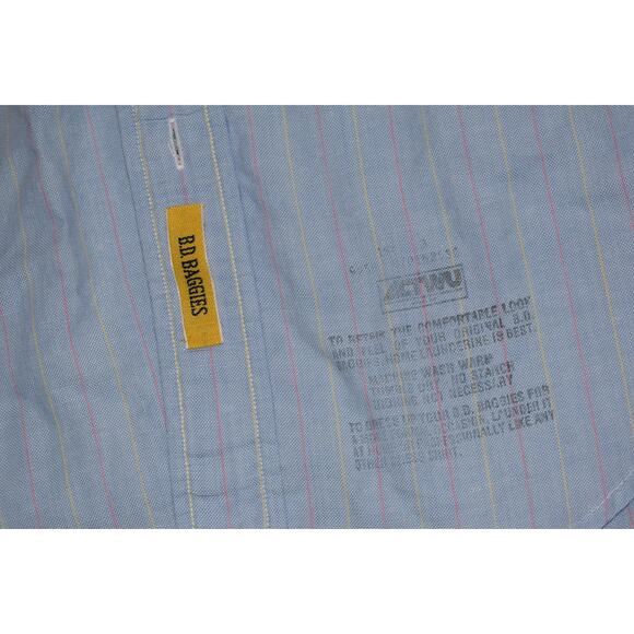 B-D BAGGIES Dress Shirt Men XL Classic Fit Cotton Blue Striped Made in The USA - Picture 4 of 7